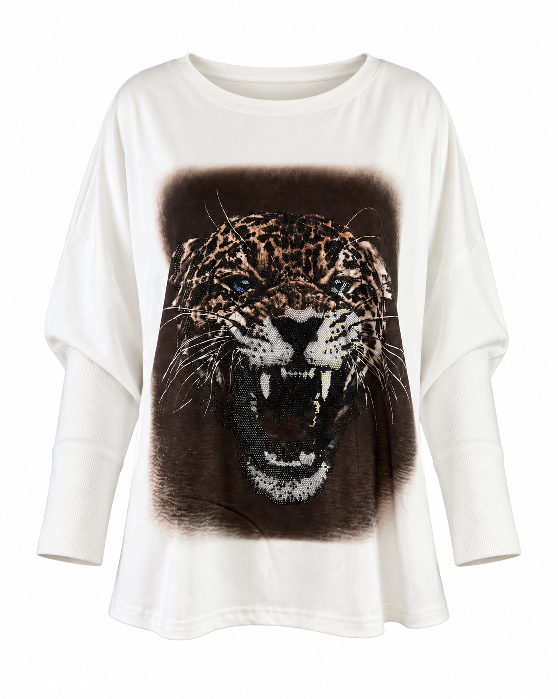 Oversize-Shirt „Wild Glam“ mit Leopardenmotiv & Strass