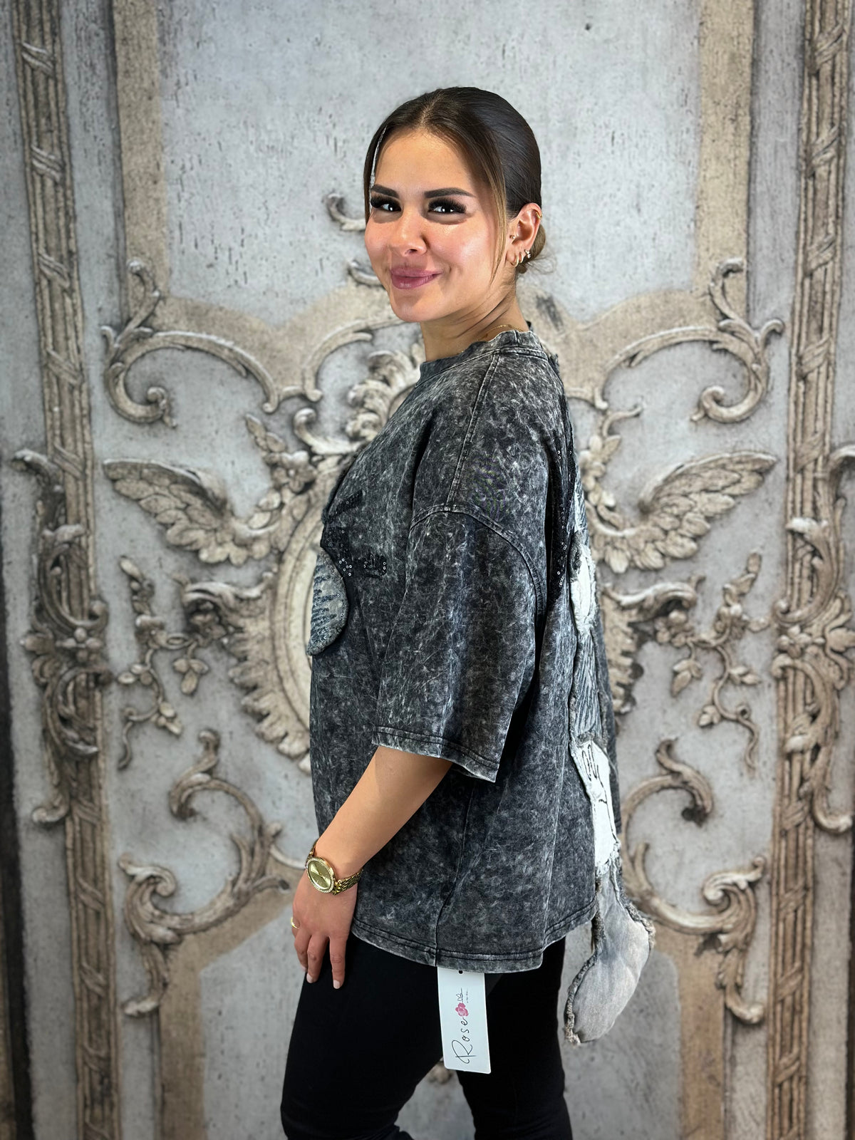 Ausgefallenes Micky Shirt In Grau