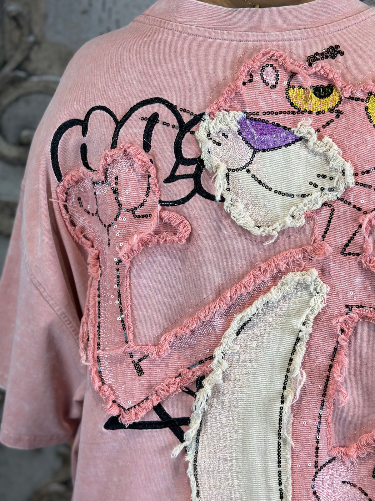 Ausgefallenes Panther Shirt In Rosa
