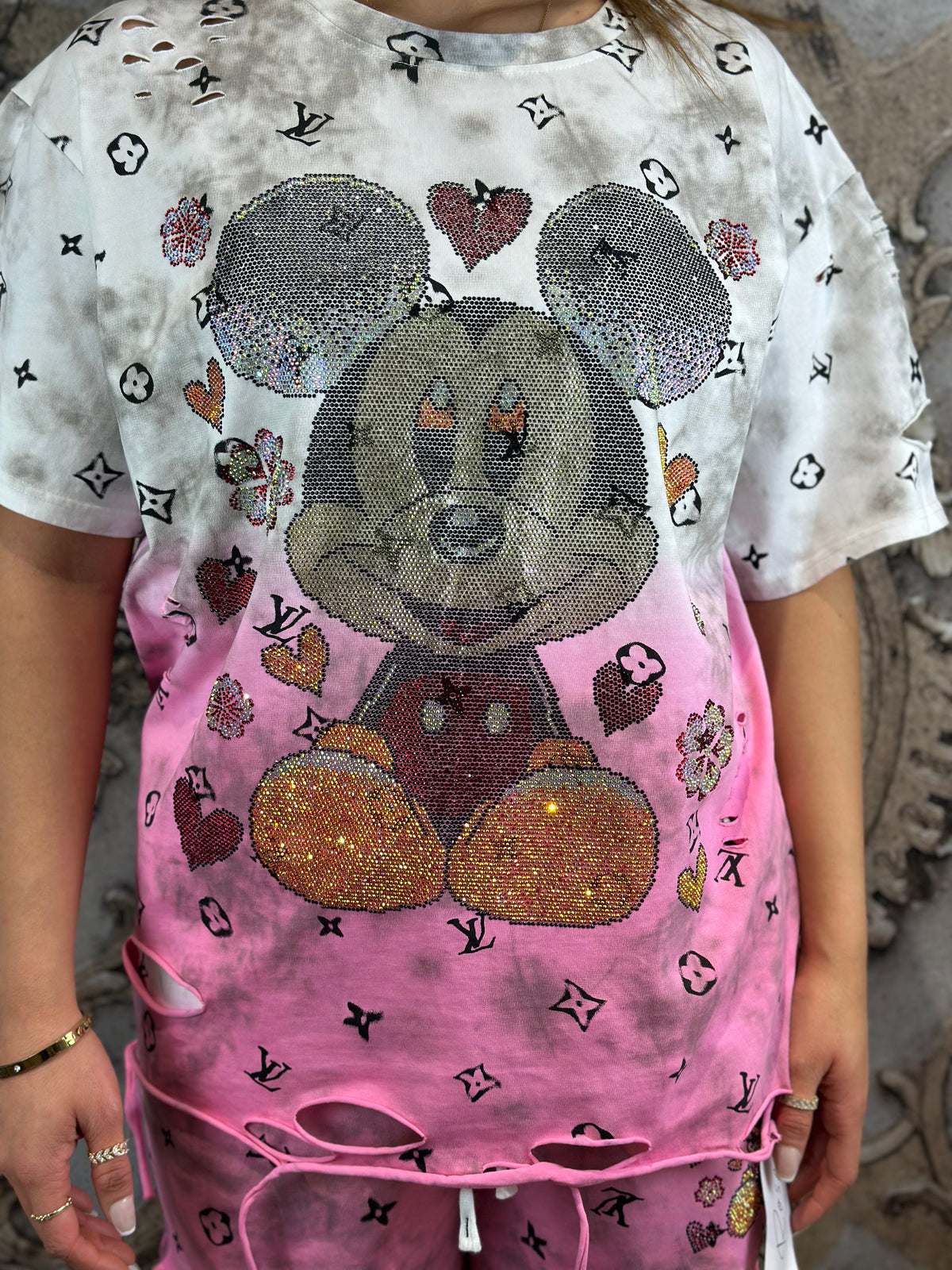 Zweiteiler Micky In Pink-Wieß