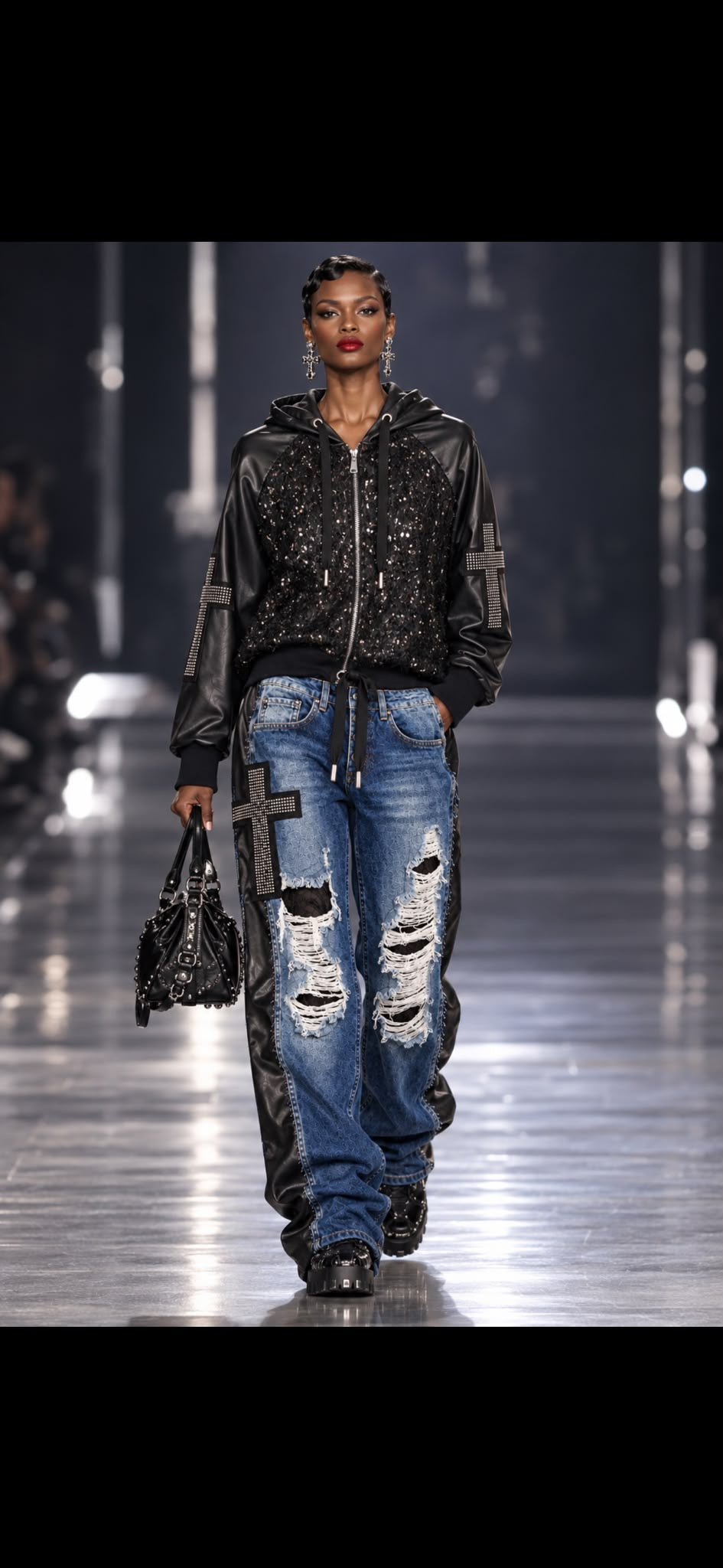 Jeanshose „Glam Cross“