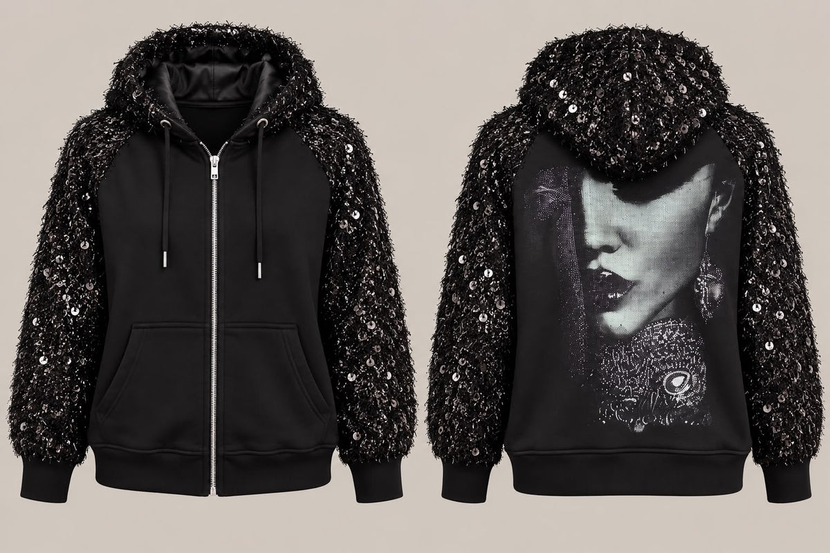 Paillettenjacke „Diamond Queen“ – Gesicht mit Strassketten