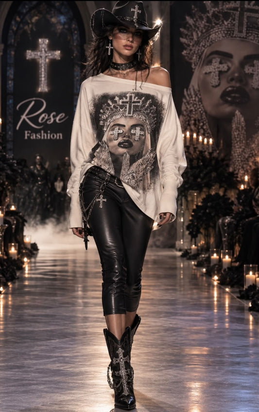 Oversize-Shirt „Royal Cross“ mit Statement-Motiv