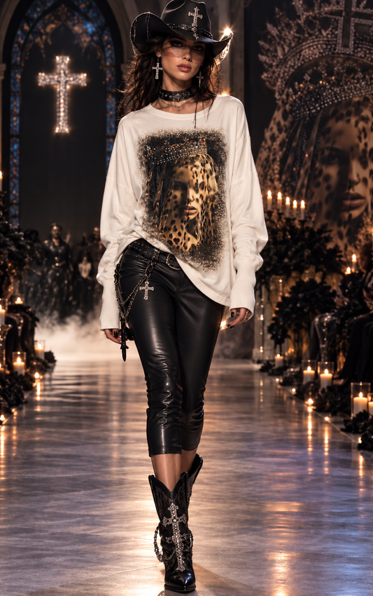 Oversize-Shirt „Leo Queen“ mit Strass