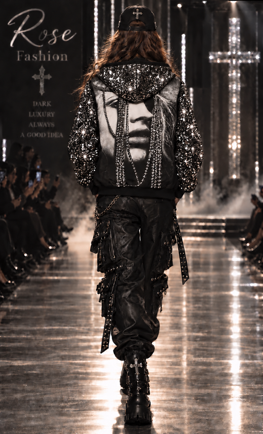 Paillettenjacke „Diamond Queen“ – Gesicht mit Strassketten