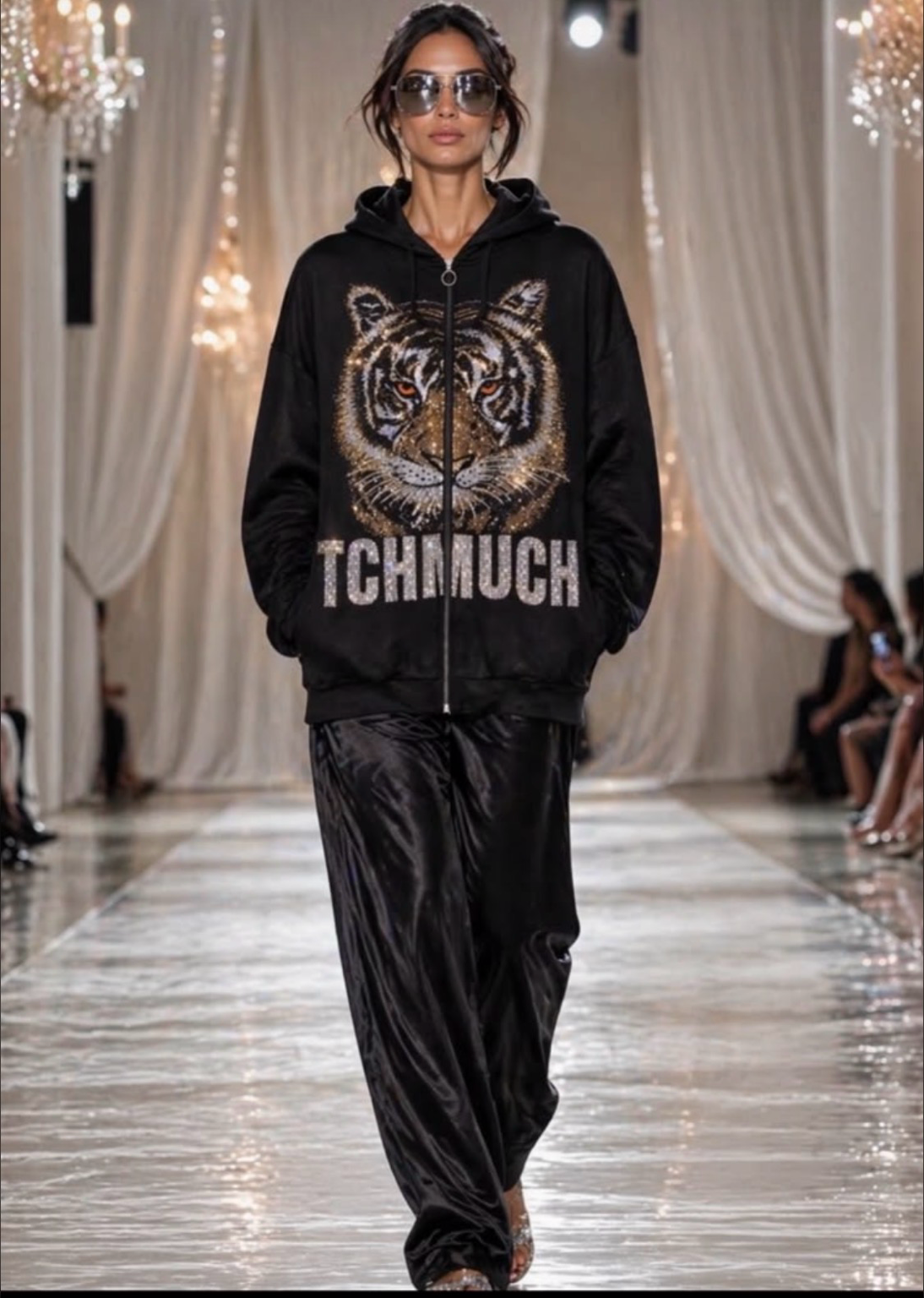 Feinstrickjacke mit funkelndem Motiv Tiger