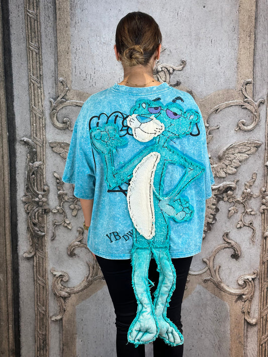 Ausgefallenes Panther Shirt In Blau
