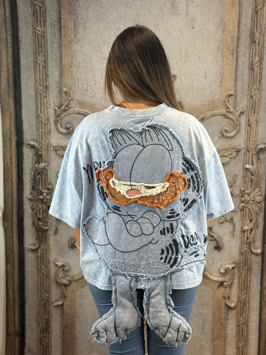 Ausgefallenes Garfield Shirt In Blau